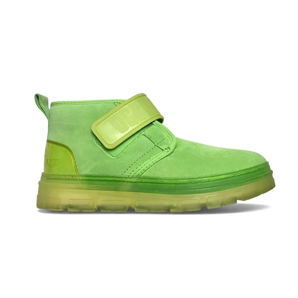 UGG Neumel Women 8 Clear Chukka Suede Wool Boots Lime Green Maximalist Rave Cozy